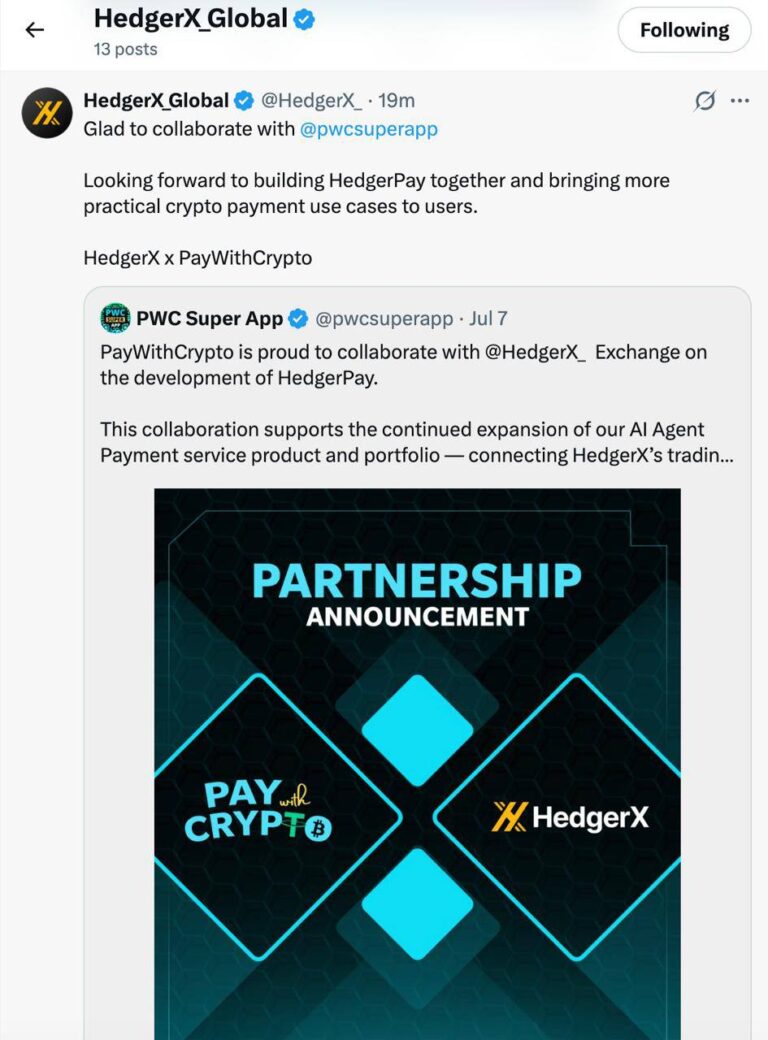 🔥 HedgerX × PayWithCrypto — официальное объявление о партнёрстве